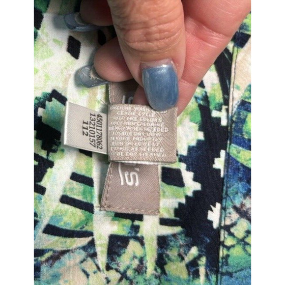 Lightweight Tropical Zip-Up Jacket CHICOs Size 1‎ (Large) Green Abstract Pattern - Picture 3 of 7